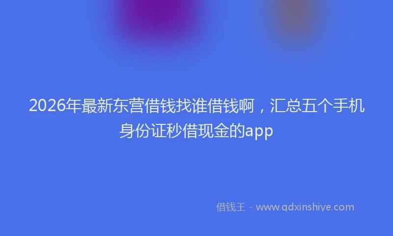 2026年最新东营借钱找谁借钱啊,汇总五个手机身份证秒借现金的app