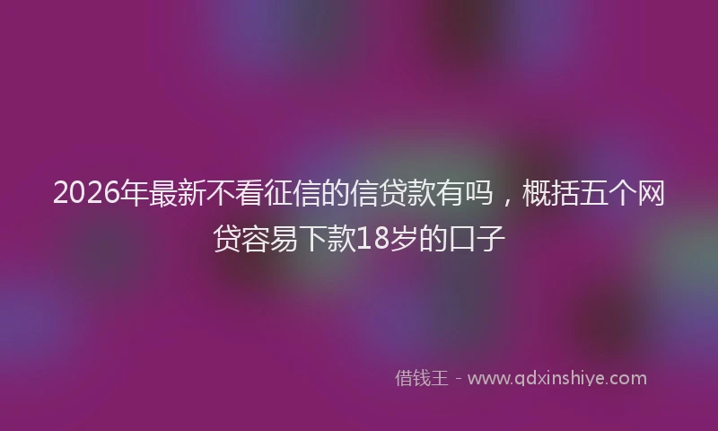 2026年最新不看征信的信贷款有吗，概括五个网贷容易下款18岁的口子