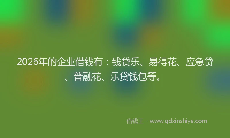 2026年的企业借钱有：钱贷乐、易得花、应急贷、普融花、乐贷钱包等。