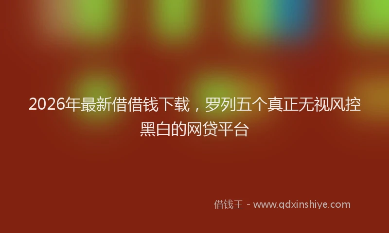 2026年最新借借钱下载，罗列五个真正无视风控黑白的网贷平台