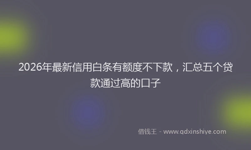2026年最新信用白条有额度不下款,汇总五个贷款通过高的口子