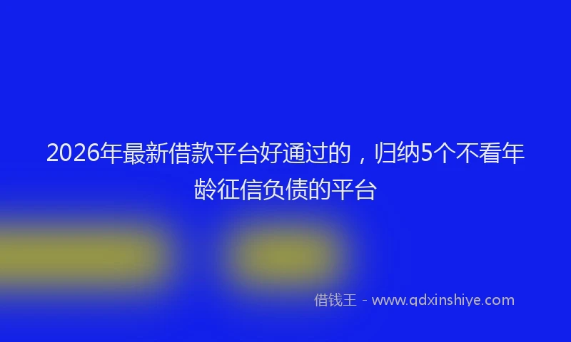 2026年最新借款平台好通过的，归纳5个不看年龄征信负债的平台