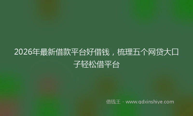 2026年最新借款平台好借钱，梳理五个网贷大口子轻松借平台