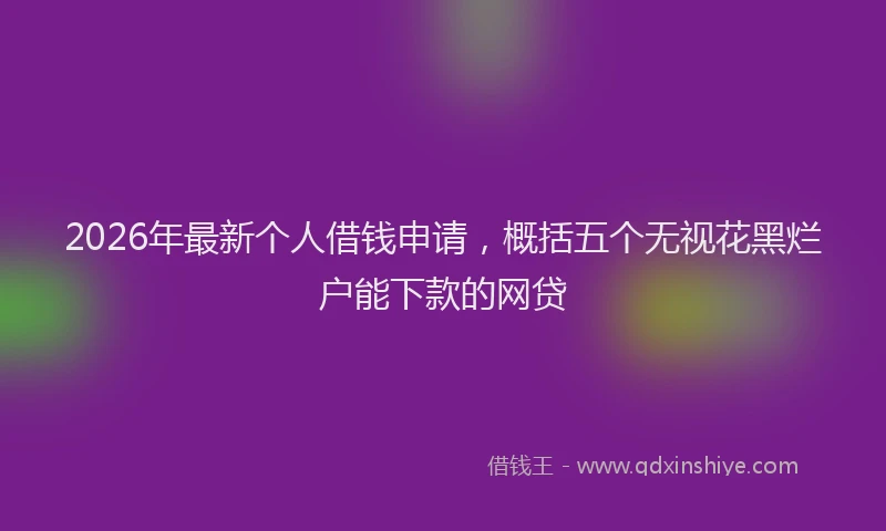 2026年最新个人借钱申请,概括五个无视花黑烂户能下款的网贷
