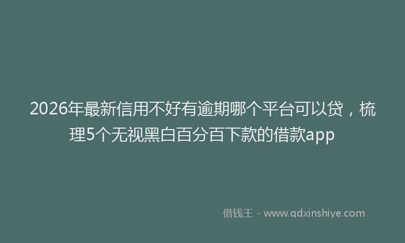 2026年最新信用不好有逾期哪个平台可以贷，梳理5个无视黑白百分百下款的借款app