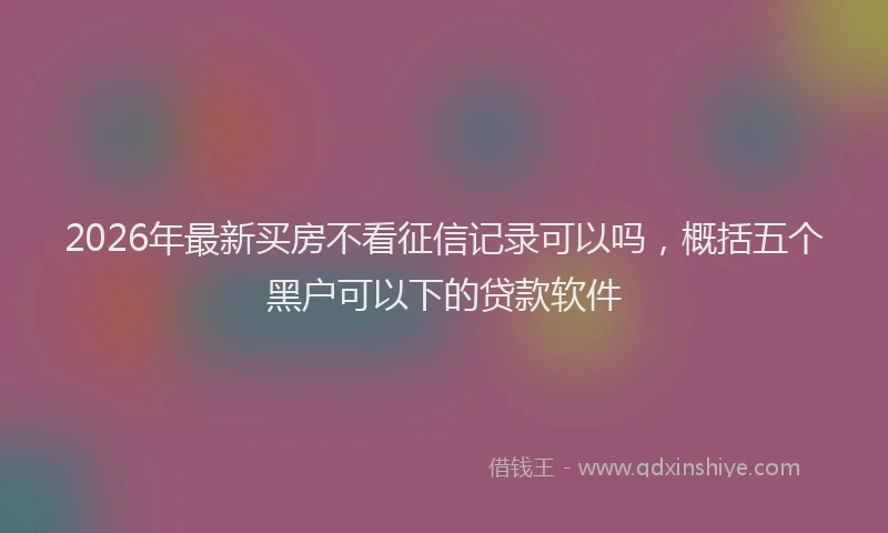 2026年最新买房不看征信记录可以吗，概括五个黑户可以下的贷款软件