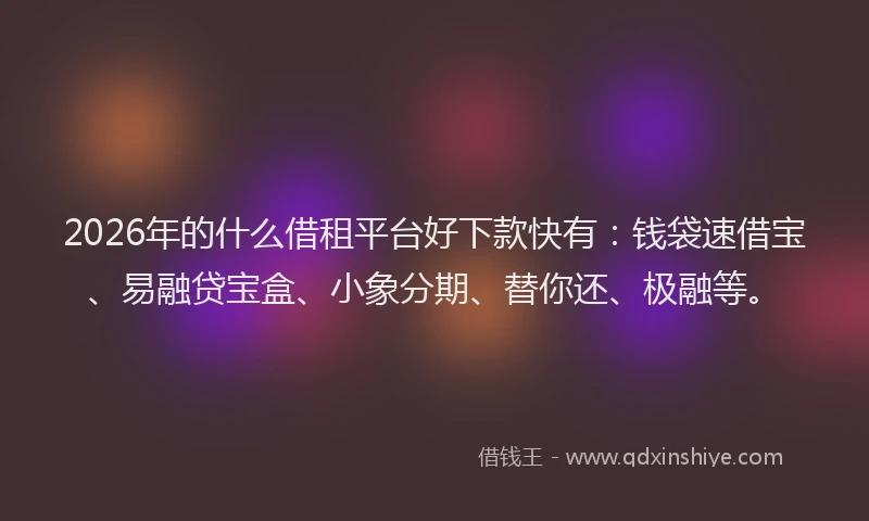 2026年的什么借租平台好下款快有：钱袋速借宝、易融贷宝盒、小象分期、替你还、极融等。