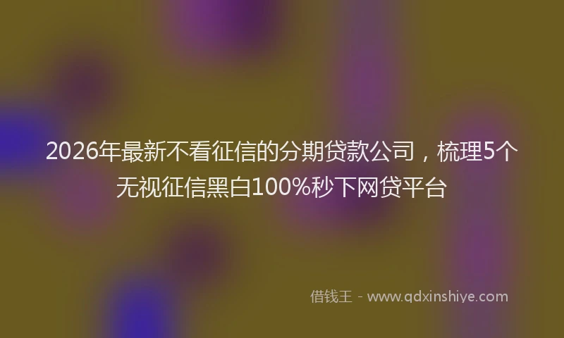 2026年最新不看征信的分期贷款公司，梳理5个无视征信黑白100%秒下网贷平台