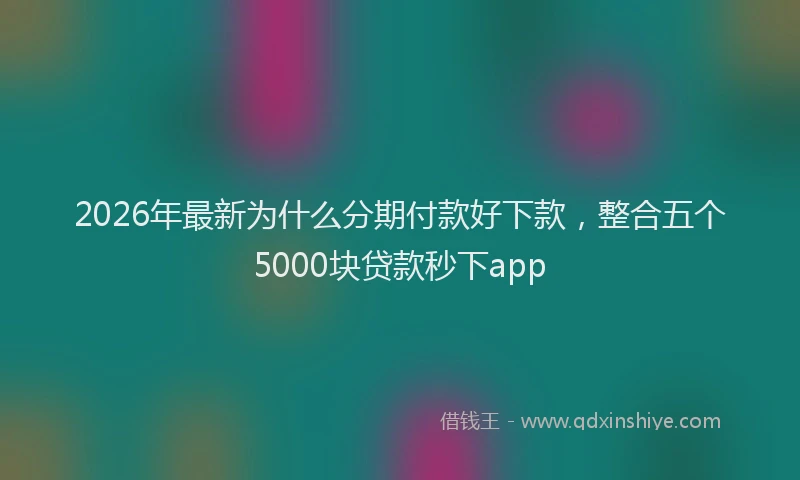 2026年最新为什么分期付款好下款，整合五个5000块贷款秒下app
