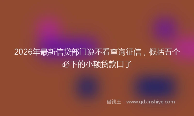 2026年最新信贷部门说不看查询征信，概括五个必下的小额贷款口子