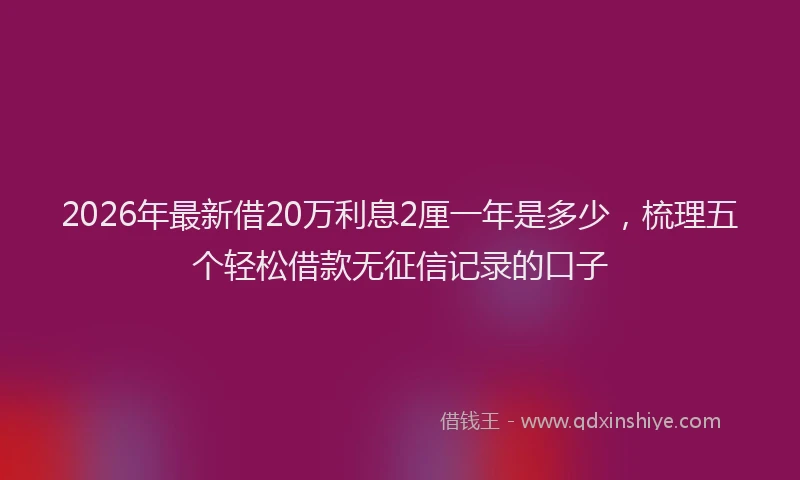 2026年最新借20万利息2厘一年是多少，梳理五个轻松借款无征信记录的口子