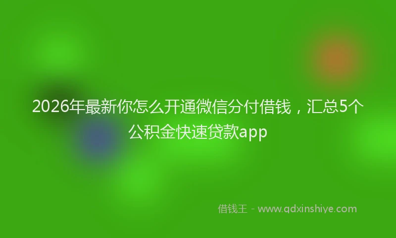 2026年最新你怎么开通微信分付借钱,汇总5个公积金快速贷款app