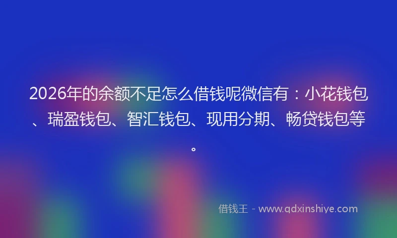 2026年的余额不足怎么借钱呢微信有:小花钱包、瑞盈钱包、智汇钱包、现用分期、畅贷钱包等。