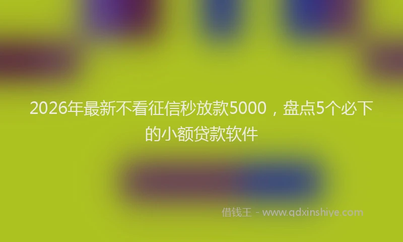 2026年最新不看征信秒放款5000，盘点5个必下的小额贷款软件