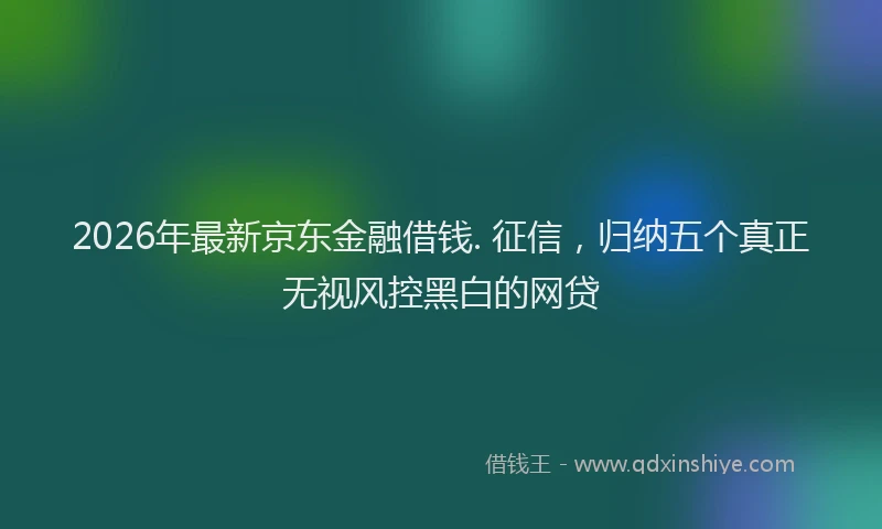 2026年最新京东金融借钱. 征信，归纳五个真正无视风控黑白的网贷