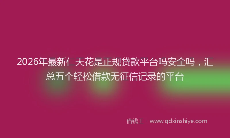 2026年最新仁天花是正规贷款平台吗安全吗，汇总五个轻松借款无征信记录的平台