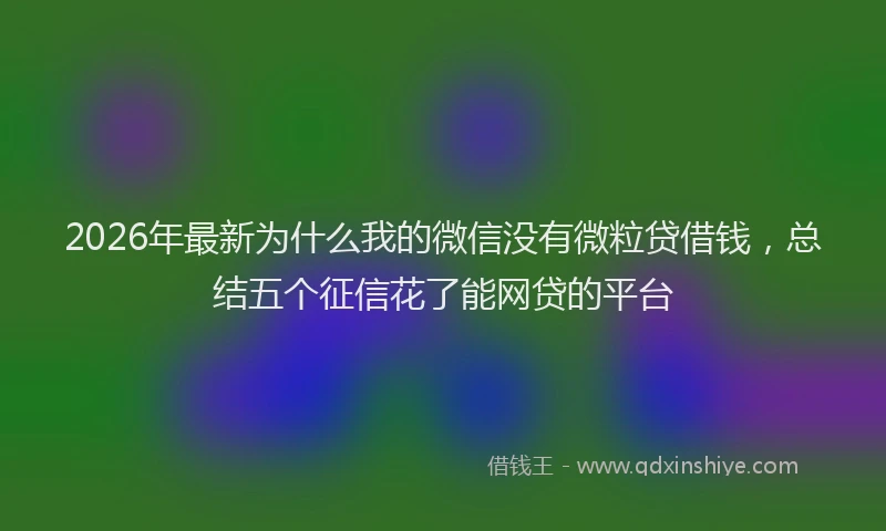 2026年最新为什么我的微信没有微粒贷借钱，总结五个征信花了能网贷的平台