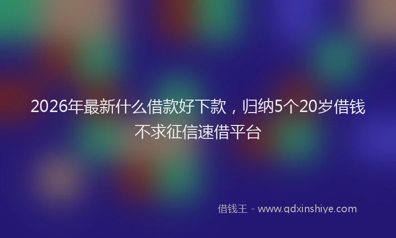 2026年最新什么借款好下款,归纳5个20岁借钱不求征信速借平台