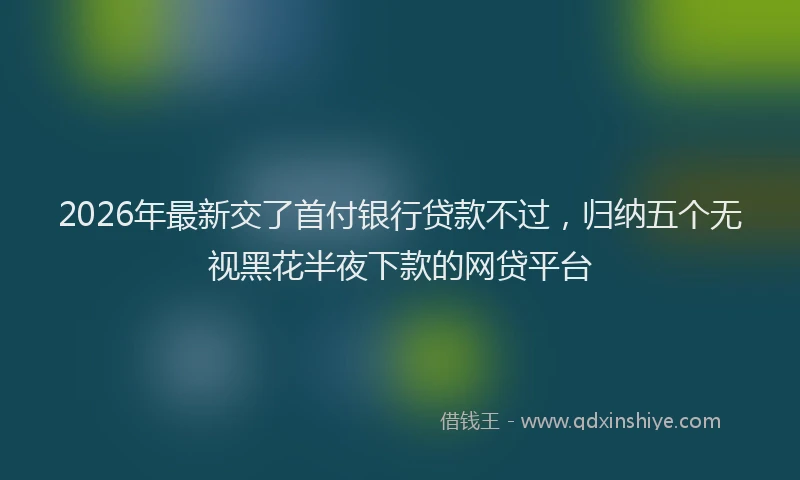 2026年最新交了首付银行贷款不过，归纳五个无视黑花半夜下款的网贷平台