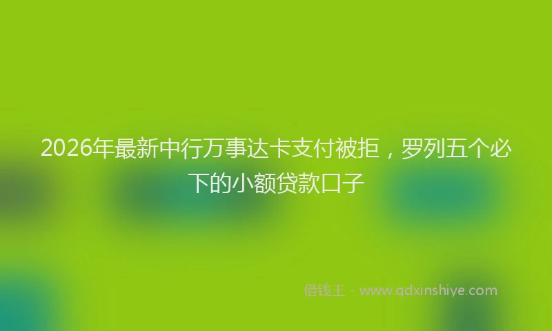 2026年最新中行万事达卡支付被拒,罗列五个必下的小额贷款口子