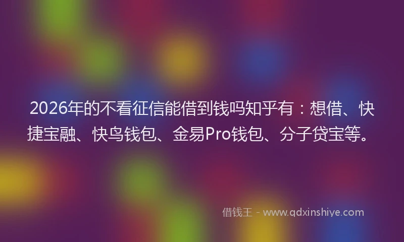 2026年的不看征信能借到钱吗知乎有：想借、快捷宝融、快鸟钱包、金易Pro钱包、分子贷宝等。
