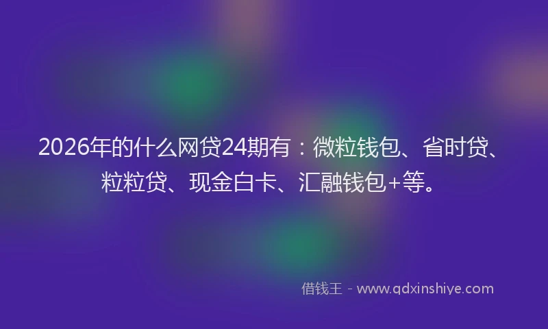 2026年的什么网贷24期有：微粒钱包、省时贷、粒粒贷、现金白卡、汇融钱包+等。