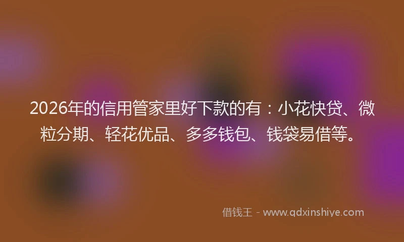 2026年的信用管家里好下款的有：小花快贷、微粒分期、轻花优品、多多钱包、钱袋易借等。