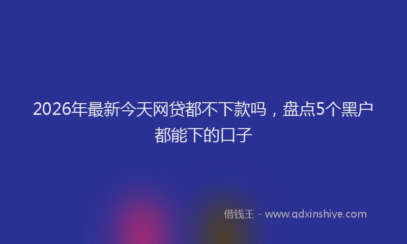 2026年最新今天网贷都不下款吗，盘点5个黑户都能下的口子