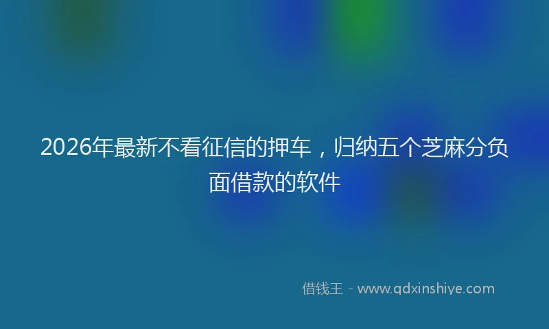 2026年最新不看征信的押车，归纳五个芝麻分负面借款的软件