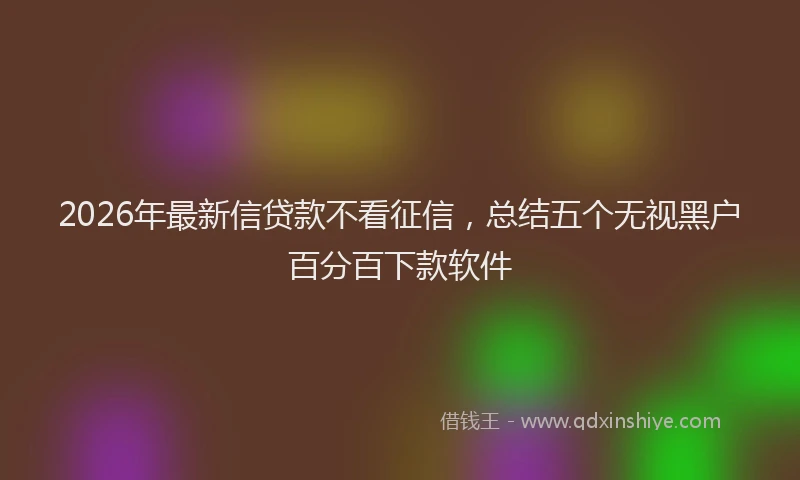 2026年最新信贷款不看征信，总结五个无视黑户百分百下款软件