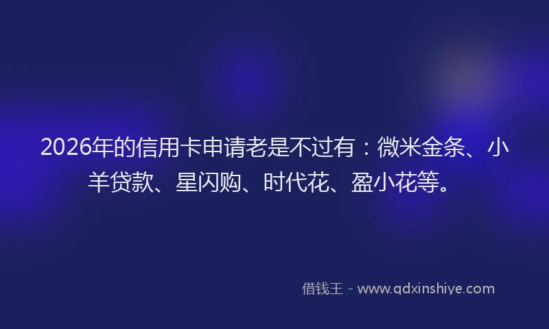 2026年的信用卡申请老是不过有：微米金条、小羊贷款、星闪购、时代花、盈小花等。