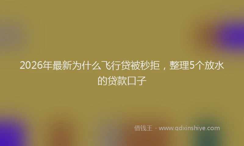 2026年最新为什么飞行贷被秒拒，整理5个放水的贷款口子