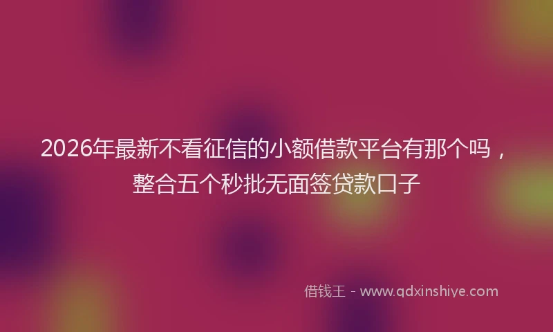 2026年最新不看征信的小额借款平台有那个吗，整合五个秒批无面签贷款口子