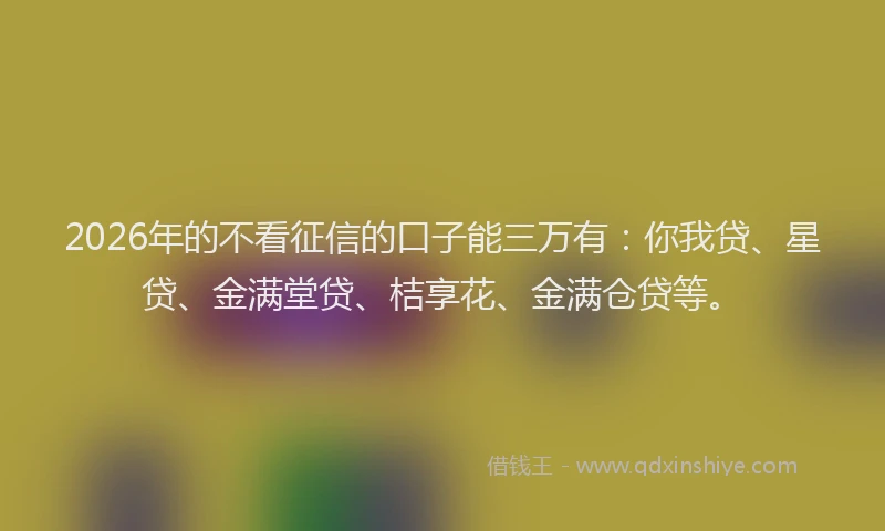 2026年的不看征信的口子能三万有：你我贷、星贷、金满堂贷、桔享花、金满仓贷等。