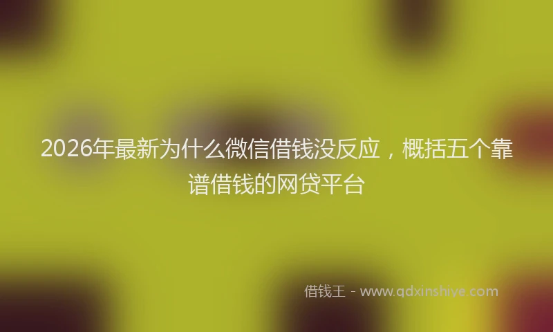 2026年最新为什么微信借钱没反应，概括五个靠谱借钱的网贷平台
