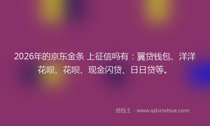 2026年的京东金条 上征信吗有：翼贷钱包、洋洋花呗、花呗、现金闪贷、日日贷等。