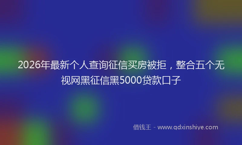 2026年最新个人查询征信买房被拒，整合五个无视网黑征信黑5000贷款口子