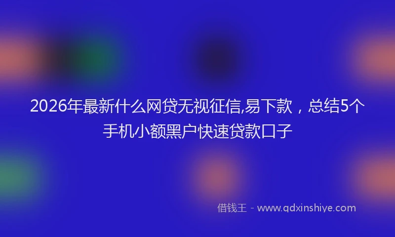 2026年最新什么网贷无视征信,易下款，总结5个手机小额黑户快速贷款口子