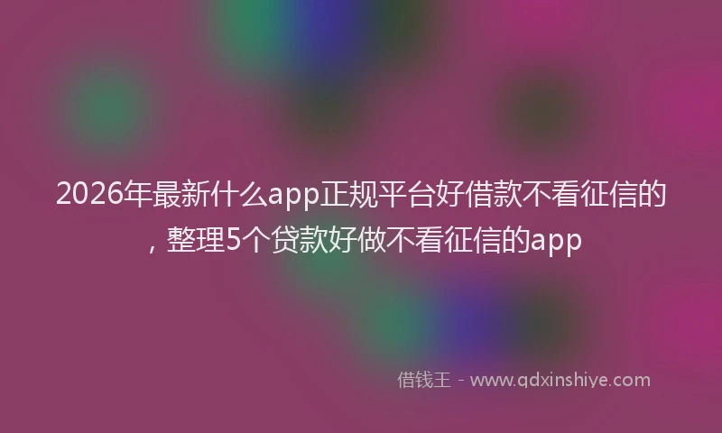 2026年最新什么app正规平台好借款不看征信的，整理5个贷款好做不看征信的app