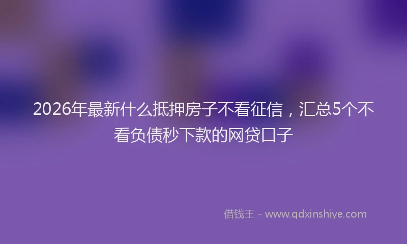 2026年最新什么抵押房子不看征信，汇总5个不看负债秒下款的网贷口子