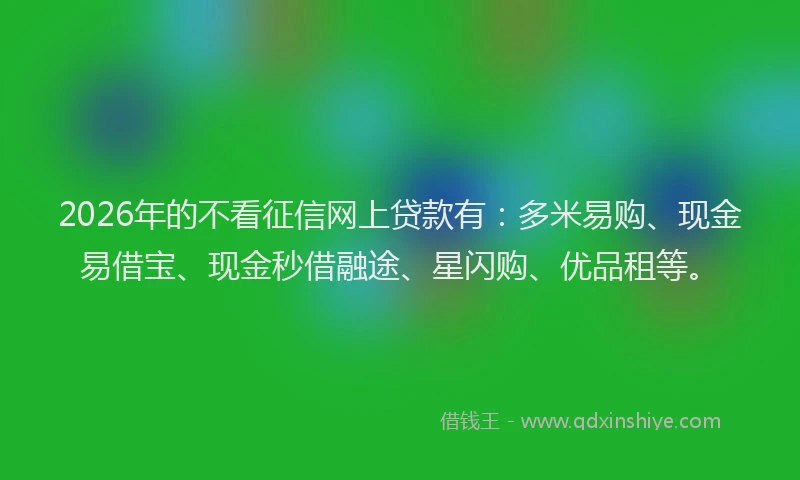2026年的不看征信网上贷款有：多米易购、现金易借宝、现金秒借融途、星闪购、优品租等。