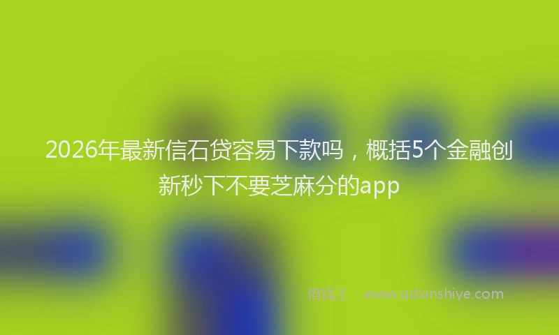 2026年最新信石贷容易下款吗,概括5个金融创新秒下不要芝麻分的app