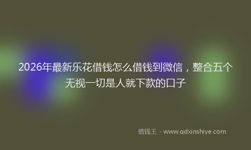 2026年最新乐花借钱怎么借钱到微信，整合五个无视一切是人就下款的口子