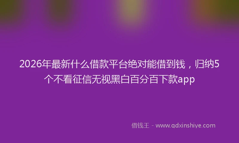2026年最新什么借款平台绝对能借到钱，归纳5个不看征信无视黑白百分百下款app
