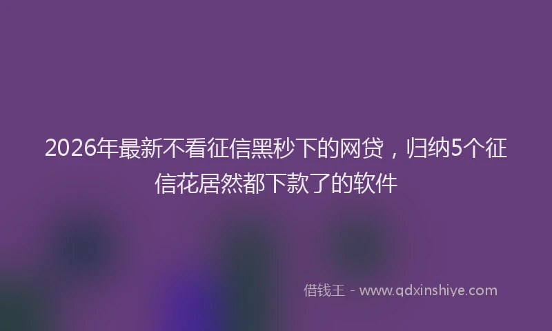 2026年最新不看征信黑秒下的网贷，归纳5个征信花居然都下款了的软件