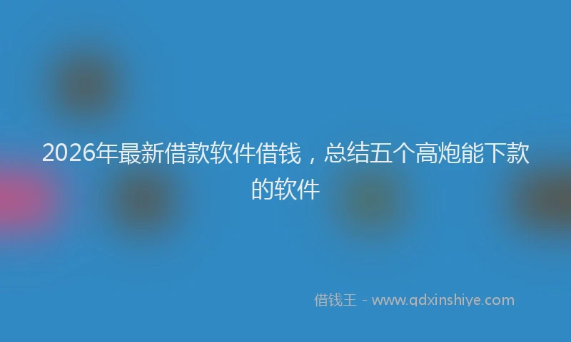 2026年最新借款软件借钱，总结五个高炮能下款的软件