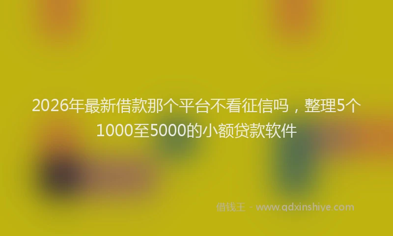 2026年最新借款那个平台不看征信吗，整理5个1000至5000的小额贷款软件