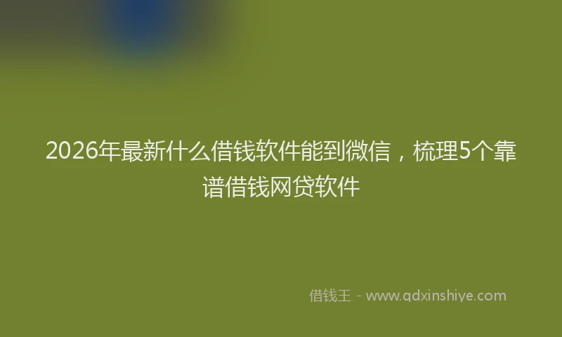 2026年最新什么借钱软件能到微信，梳理5个靠谱借钱网贷软件