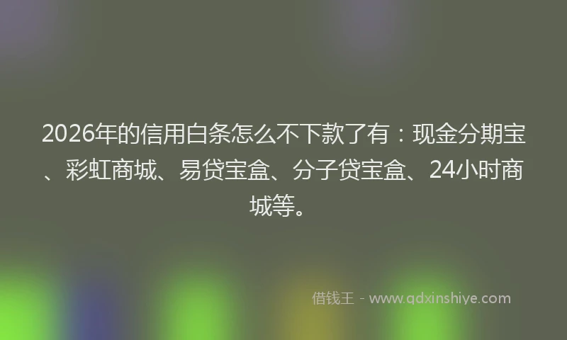 2026年的信用白条怎么不下款了有：现金分期宝、彩虹商城、易贷宝盒、分子贷宝盒、24小时商城等。