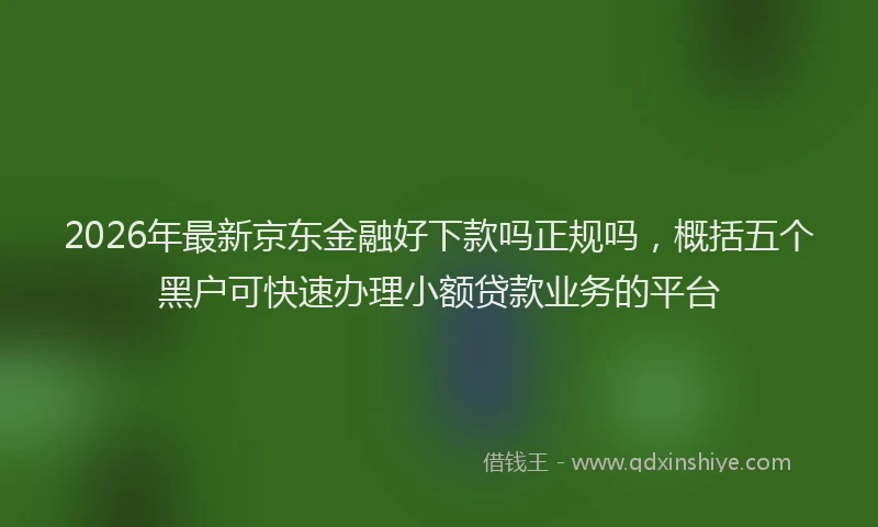 2026年最新京东金融好下款吗正规吗，概括五个黑户可快速办理小额贷款业务的平台